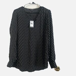 Adrianna Papell Black and White Polka Dot Blouse